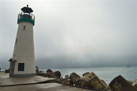 Lighthouse In The Foggy Weather Stock Photo Image Of Coastline