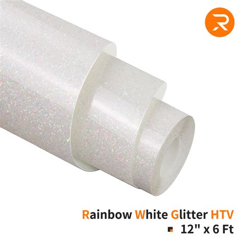 White Glitter Htv Vinyl For Sublimation Rainbow White Glitter Iron On