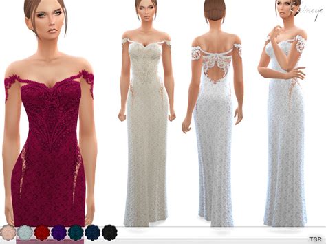 Off The Shoulder Lace Gown By Ekinege From Tsr Sims 4 Downloads