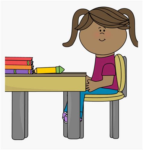 Student Working At Desk Clipart School Girl Sitting Word Work Clip