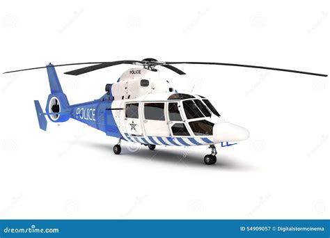Police Helicopter Top View Isolated On White Royalty Free Stock Image