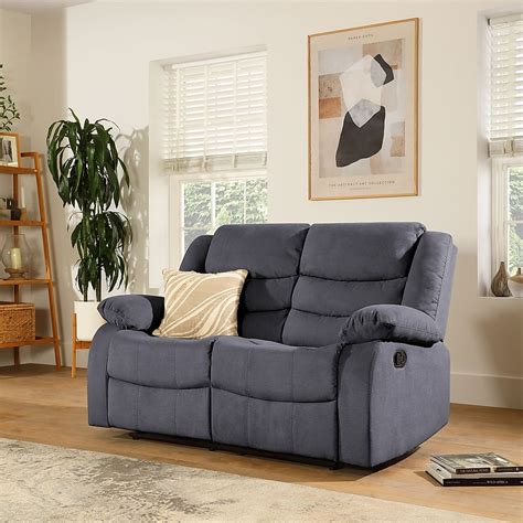Sorrento 2 Seater Recliner Sofa Slate Grey Classic Plush Fabric Only £