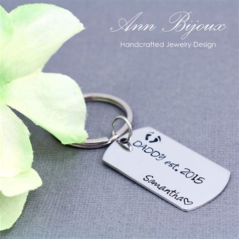 Hand Stamped Father Key Chain Personalized Key Chain Daddy Etsy
