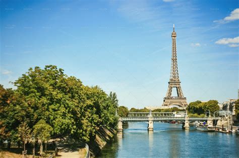 Eiffel Tower And Seine River Stock Photos Motion Array