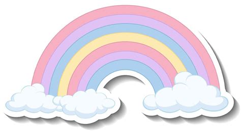 Arco Iris Pastel Aislado Con Nubes Pegatina De Dibujos Animados 3234340