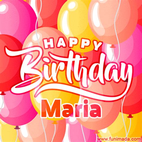 Happy Birthday Maria Colorful Animated Floating Balloons Birthday