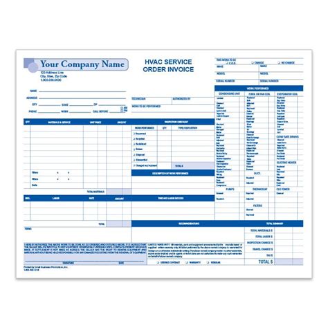 Custom Hvac Service Order Invoice Forms Printers Designsnprint