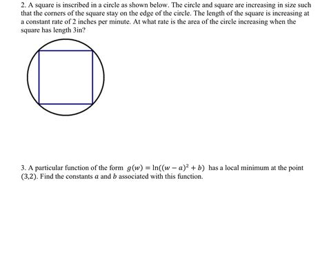 Solved A Square Is Inscribed In A Circle As Shown Below The
