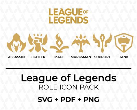 League Of Legends Role Icon Pack Download Vector Logo Etsy New Zealand