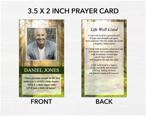Forest Funeral Prayer Card Funeral Templates