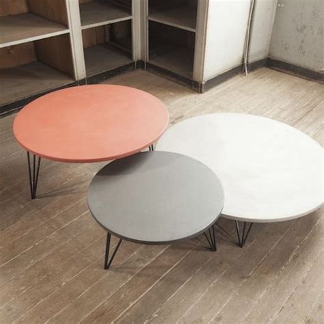White Concrete Coffee Table Round / Industrial Concrete Coffee Table