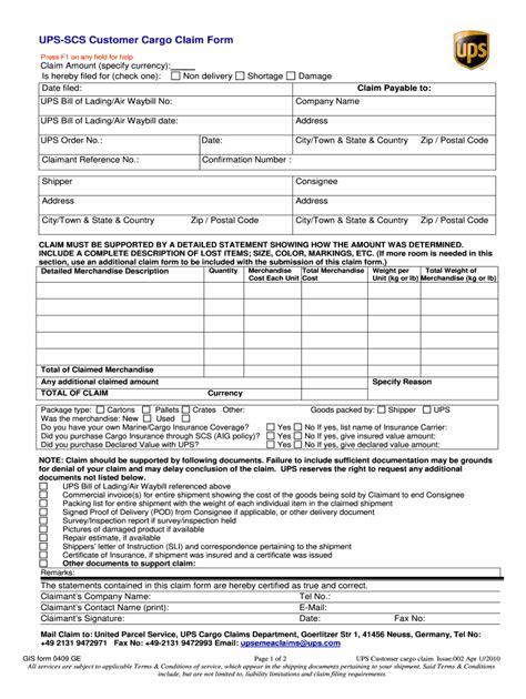 Ups Damage Claim Fill Out Sign Online DocHub