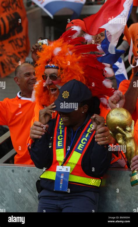 Dutch Fan And Local Police Woman Netherlands V Japan Durban Stadium Durban South Africa 19 June