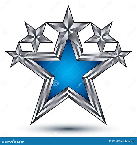 Royal Blue Star With Silver Outline Geometric Stock Vector