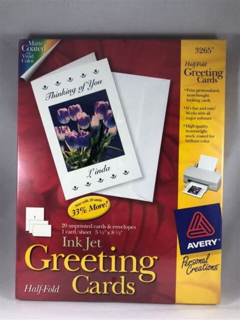 Avery 3265 Ink Jet 20 Half Fold Matte Greeting Cards And Envelopes 55
