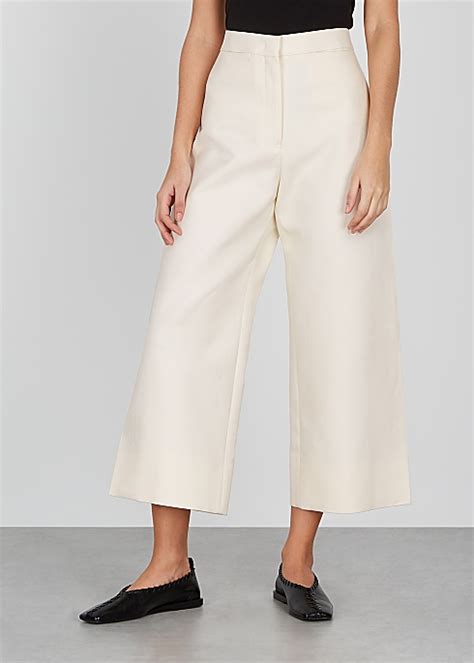 Jil Sander Off White Wide Leg Cotton Trousers About Icons