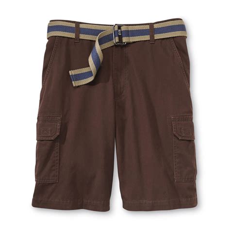 Basic Editions Mens Belted Cargo Shorts