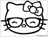 Kitty Hello Nerd Glasses Geek Coloring sketch template