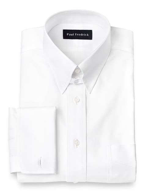 Cotton Pinpoint Oxford Snap Tab Collar French Cuff Dress Shirt Paul