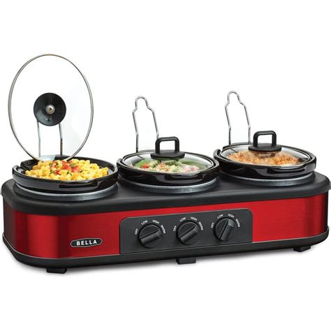 Bella Triple Slow Cooker And Buffet Server 3 X 15 Qt Manual Red Bella