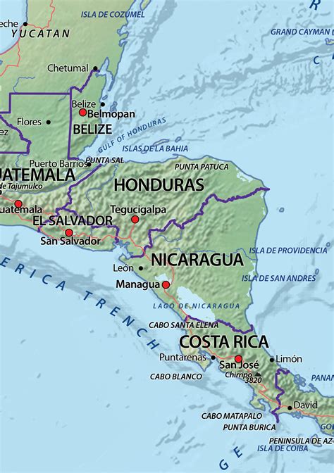 Physical Digital Map Central America 631 The World Of Maps