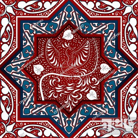 Arabic Seamless Pattern With Bird Phoenix Vector Illustration Stock