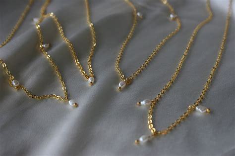 Dainty Pearl Necklace With Three Freshwater Pearls Spaced Etsy