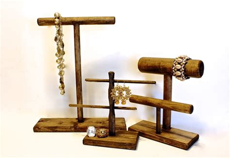 Wood Jewelry Display Set Wood Necklace Display By Arrayanddisplay
