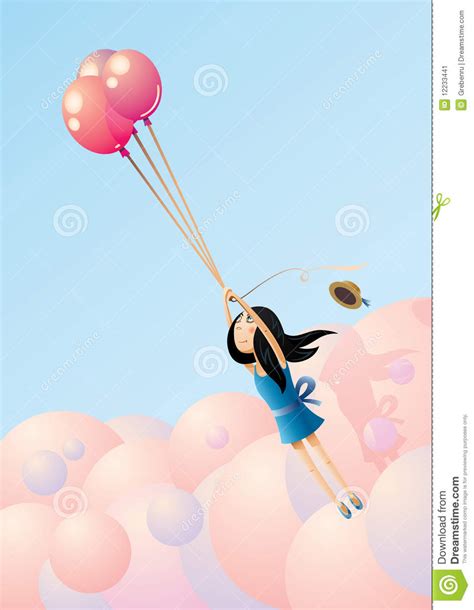 Balloon Flying Girl Stock Illustration Illustration Of Girl 12233441