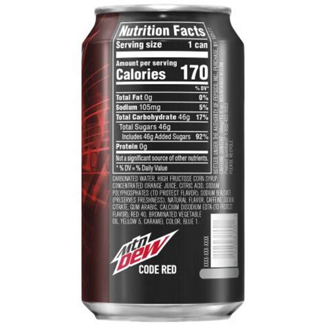 Mountain Dew Code Red Cherry Flavor Soft Drink 6 Cans 12 Fl Oz