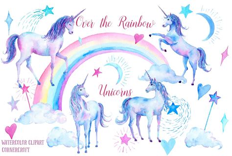 Watercolor Clipart Unicorns Illustrations Creative Market