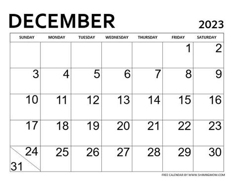 December 2023 Calendar Templates 31 Awesome Designs