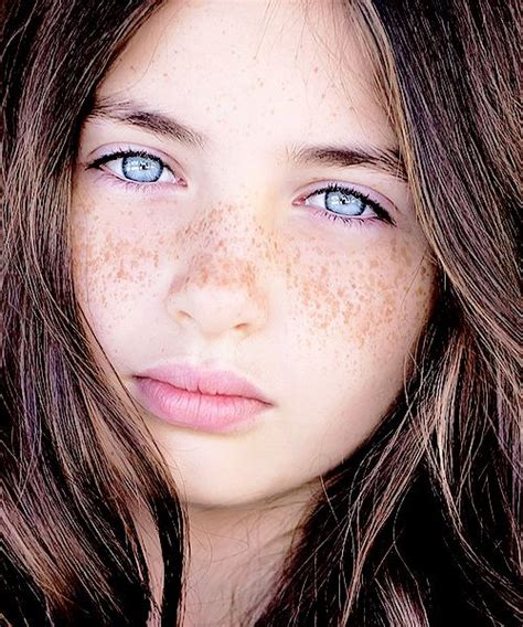 Big Bright Blue Eyed Girl ~ Lilly Kruk Beautiful Freckles Beautiful Eyes Dark Hair Blue Hair