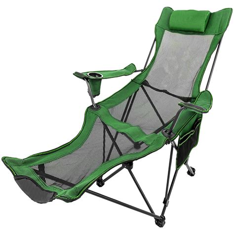 Vevor Folding Camp Chair With Footrest Mesh Lounge Chair With Cup