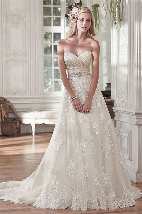 Picture Of Romantic Lace And Tulle A Line Wedding Dress
