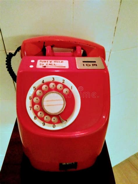 A Vintage Red Phone Device Stock Image Image Of Font 249577003