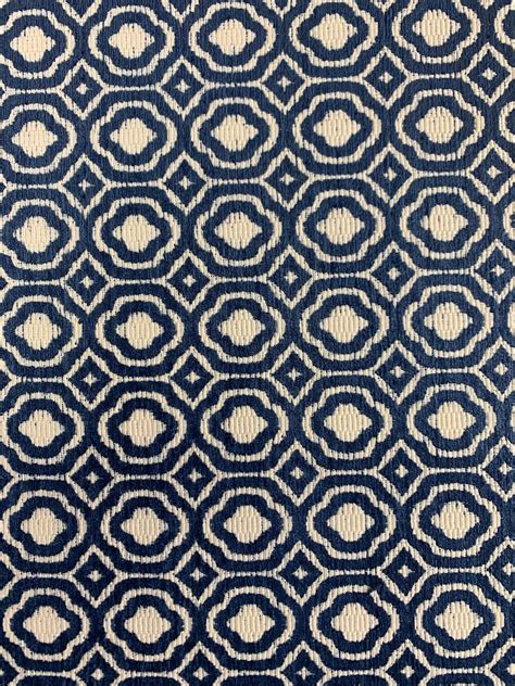 Conservatory Navy Blue And Off White Jacquard Crypton Coated Etsy