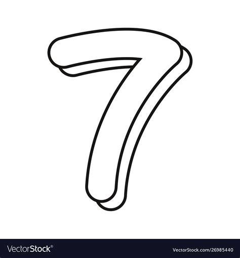 Outlined Number Seven On White Background Vector Image