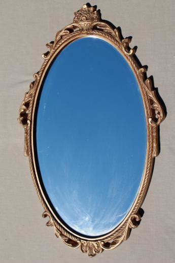 Old Gold Rococo Wall Mirror Syroco Style Plastic Frame W Oval Glass