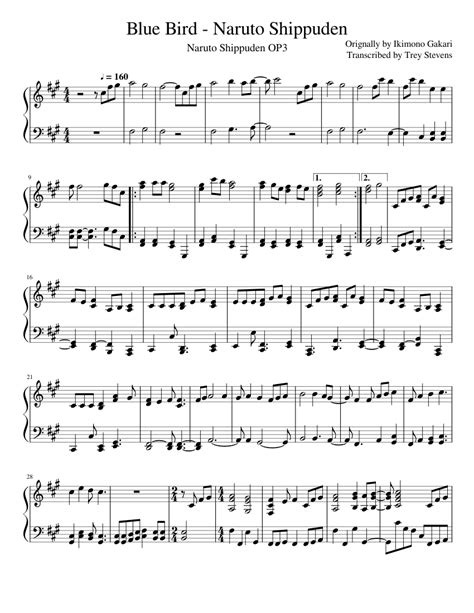 Download and print in pdf or midi free sheet music for naruto main theme by toshio masuda arranged by tonino27 for piano (solo). Blue Bird - Naruto Shippuden Sheet music for Piano (Solo) | Musescore.com
