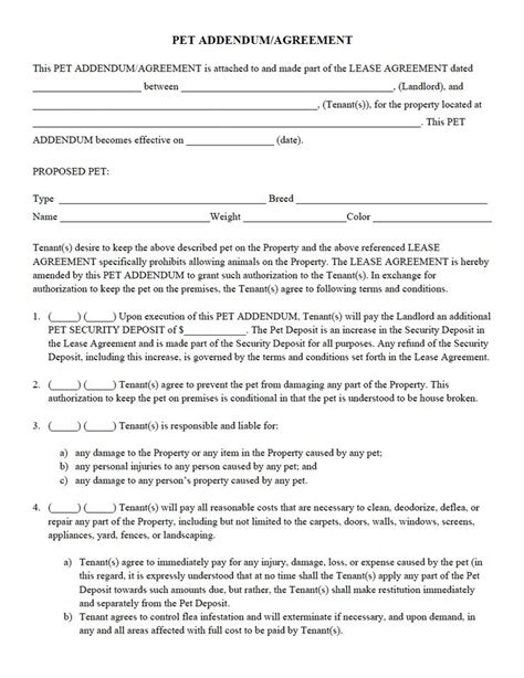 This document is important for landlords because there are tenants who have pets or animal lovers. PET ADDENDUM/AGREEMENT PDF | Being a landlord, Rental ...
