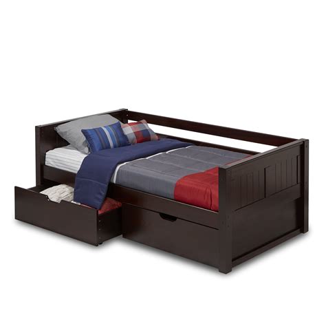 Camaflexi Twin Size Day Bed With Drawers Panel Headboard Cappuccino