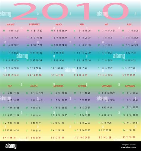 Pastel Stripes 2010 Calendar Stock Photo Alamy