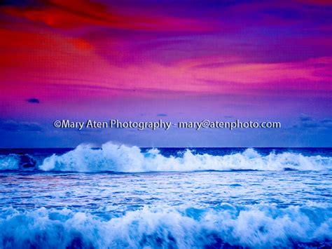 Sunset Photo Waves And Red Sky After Sunset Mary Aten Photography