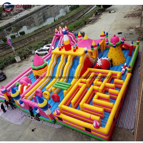 Outdoor Playing Funny Games Inflatable Maze Castle Combo Bounce House Inflatable Fun City For