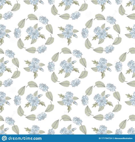 Seamless Pattern With White Chrysanthemums And Leaves Endless Texture