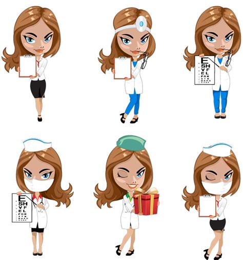 Cartoon Woman Doctors And Nurses Vector
