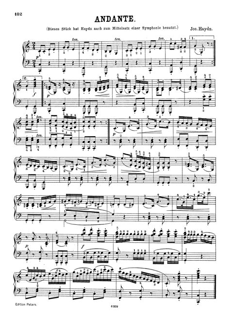 【無料楽譜】ハイドン「交響曲 第94番〈驚愕〉hob1 94 第2楽章「アンダンテ」」