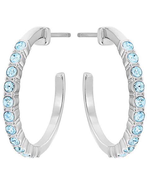 Swarovski Aqua Blue Crystal Pierced Hoop Earrings RECREATION 5101205