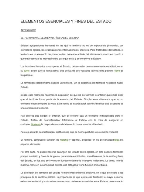 Elementos Esenciales Y Fines Del Estado Estado Política Derechos